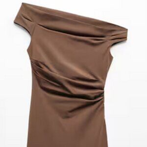 Mango Ruched Off the Shoulder Sheath Dress
